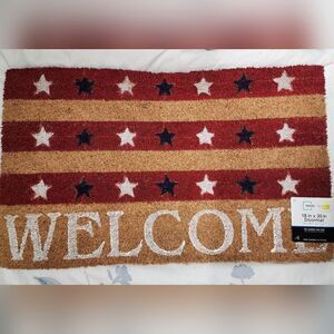 Patriotic Coir Doormat Fourth of July Natural Fiber Outdoor 18" x 30", New